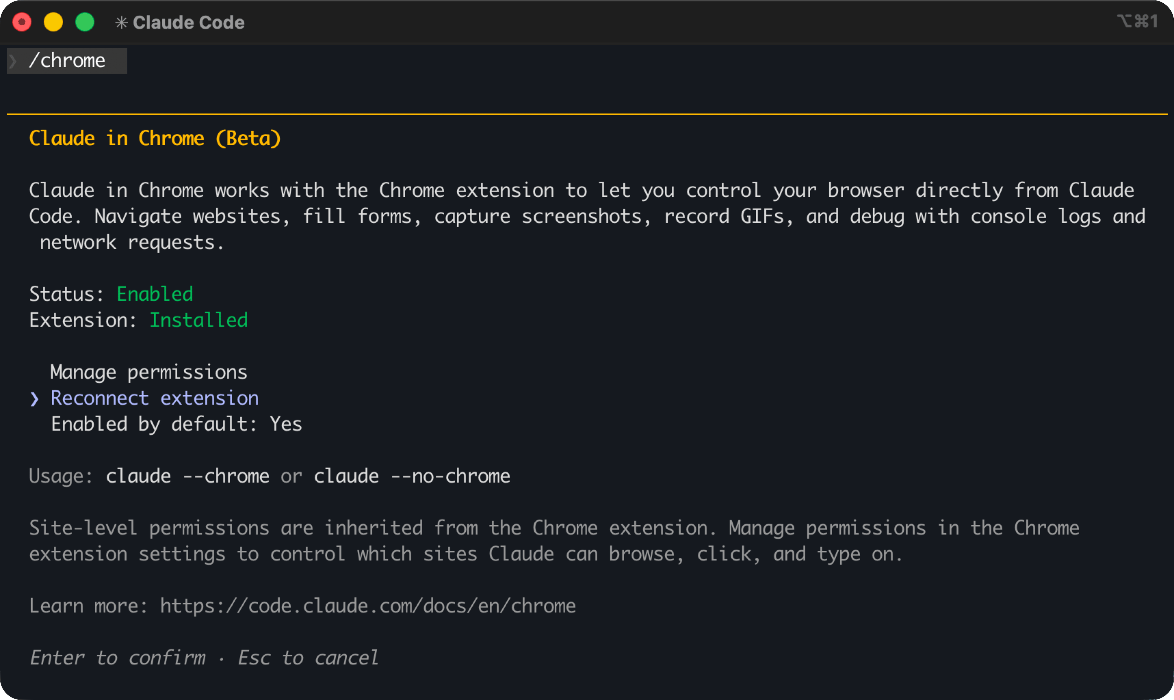 Connect Claude to the Chrome Extension with `/chrome` command