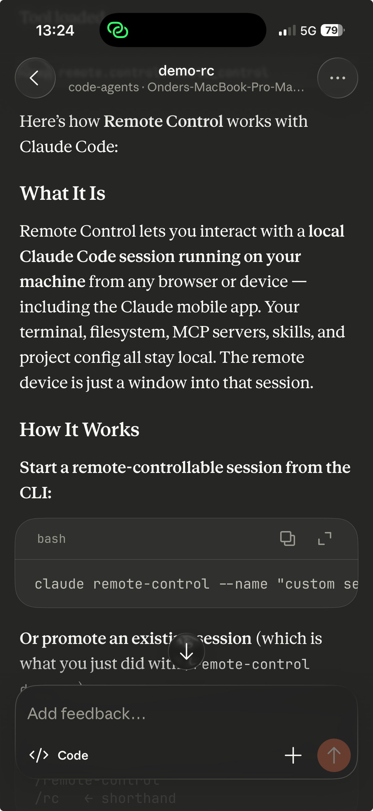 Check results and continue on mobile