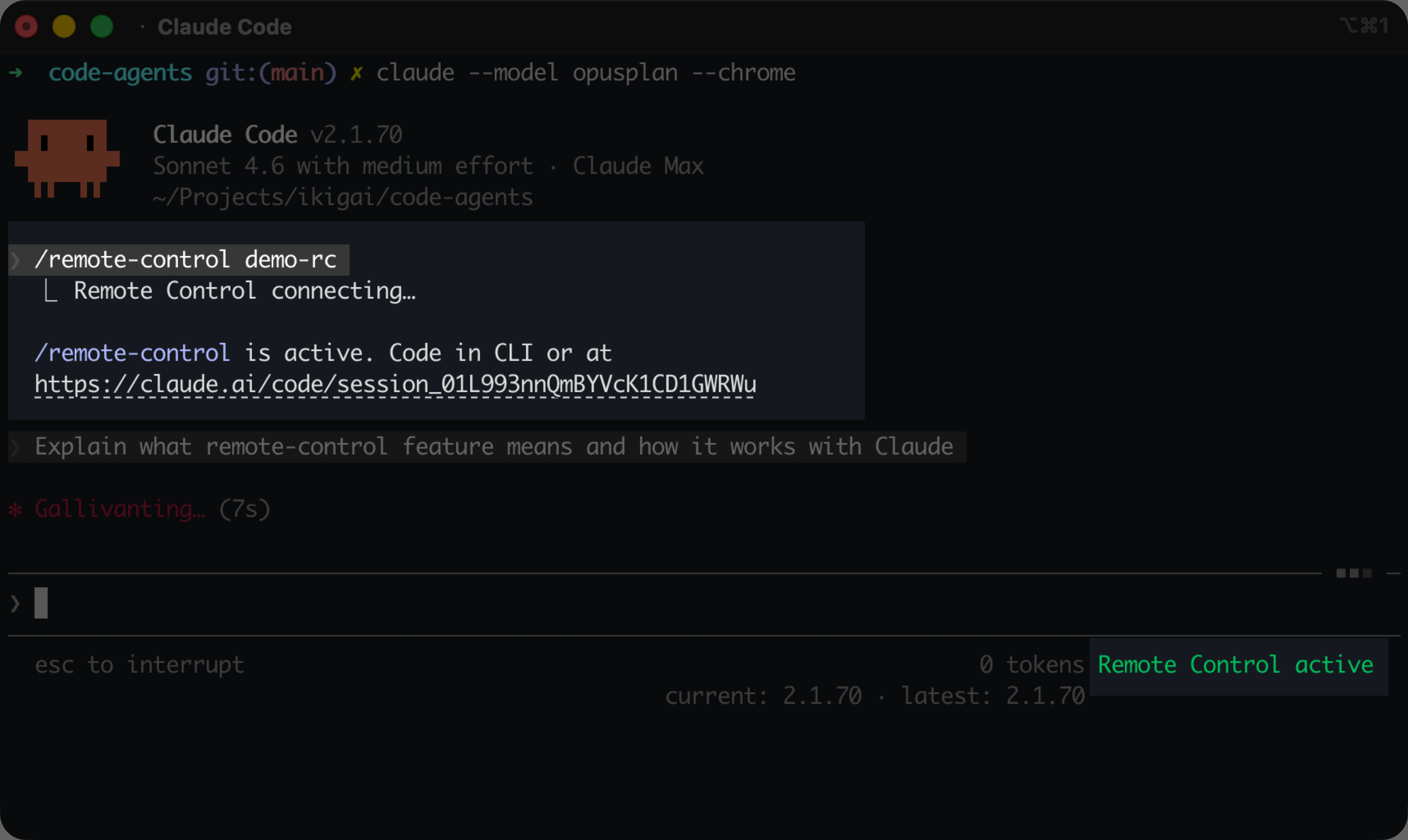 Start a remote controllable session on your local terminal